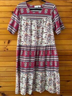 Vermont Country Store Cotton Muumuu House Dress Floral Cottagecore Prairie M